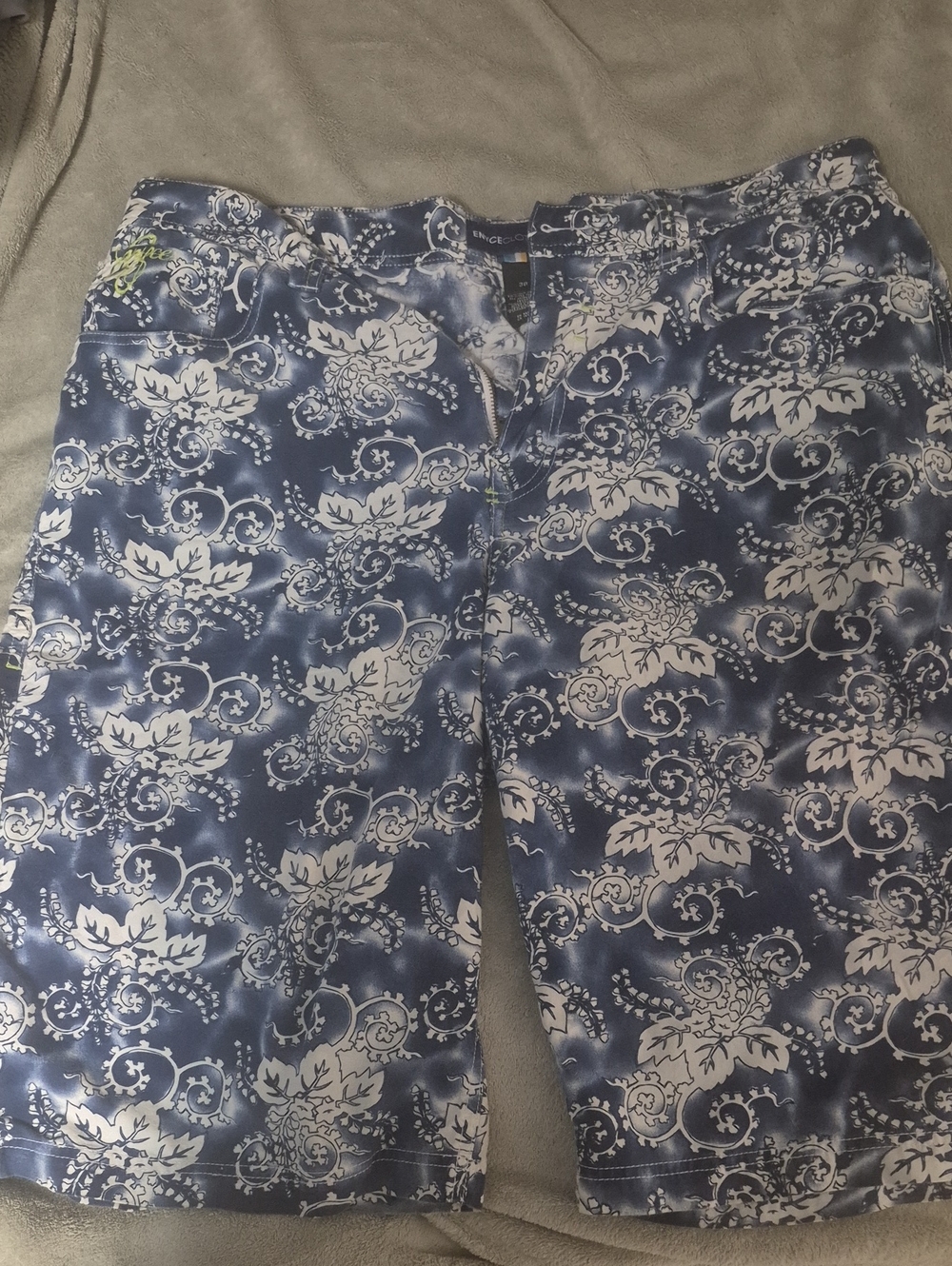 Retro Enyce Blue and White Floral Mens Shorts